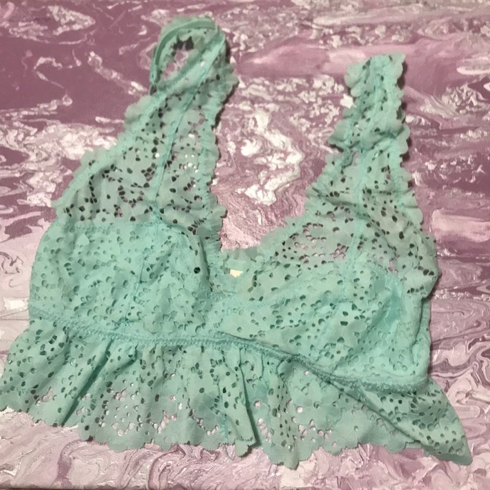 Jessica Simpson Teal Lace Scalloped Bralette